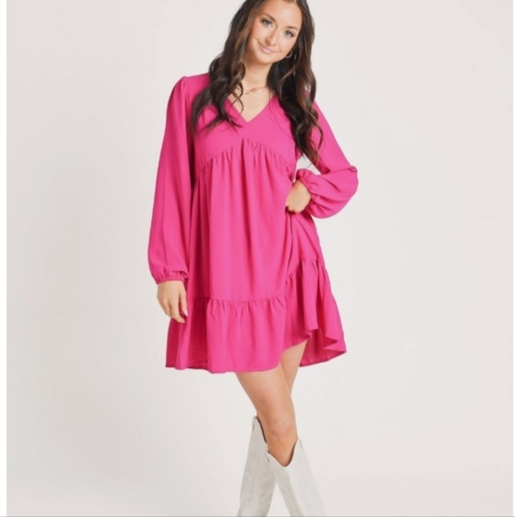 XTRAORDINARY FUSCHIA BABYDOLL DRESS SIZE MEDIUM - Picture 1 of 7